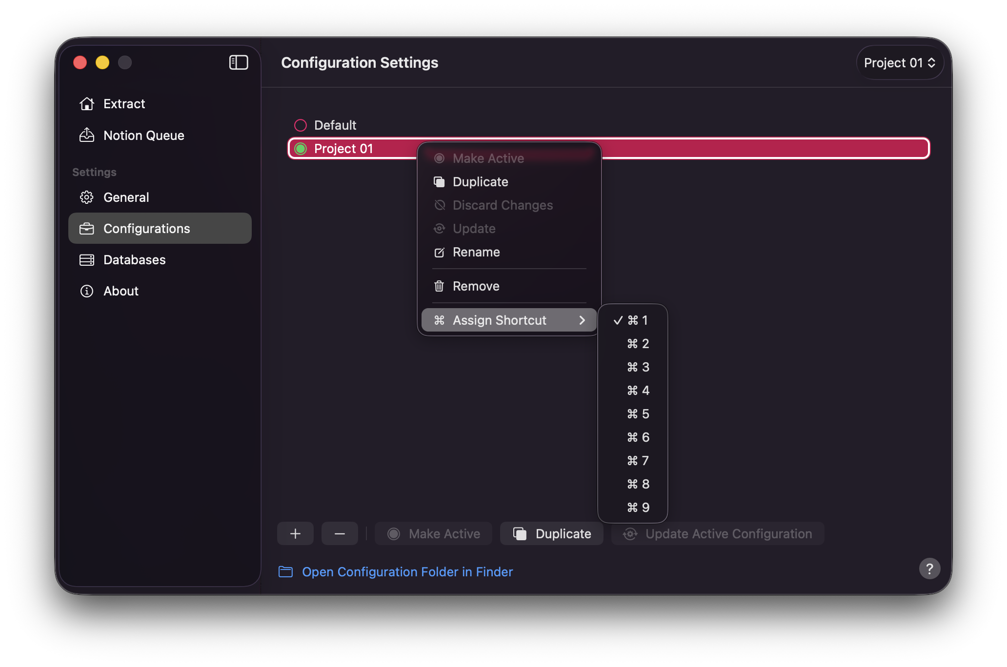 Assign Shortcut