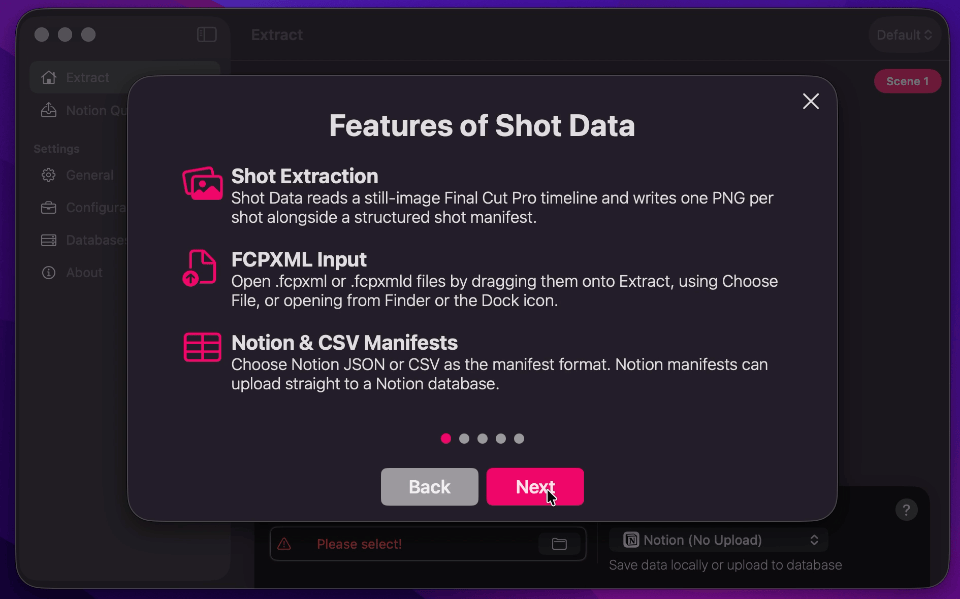 Shot Data's Onboarding Screen
