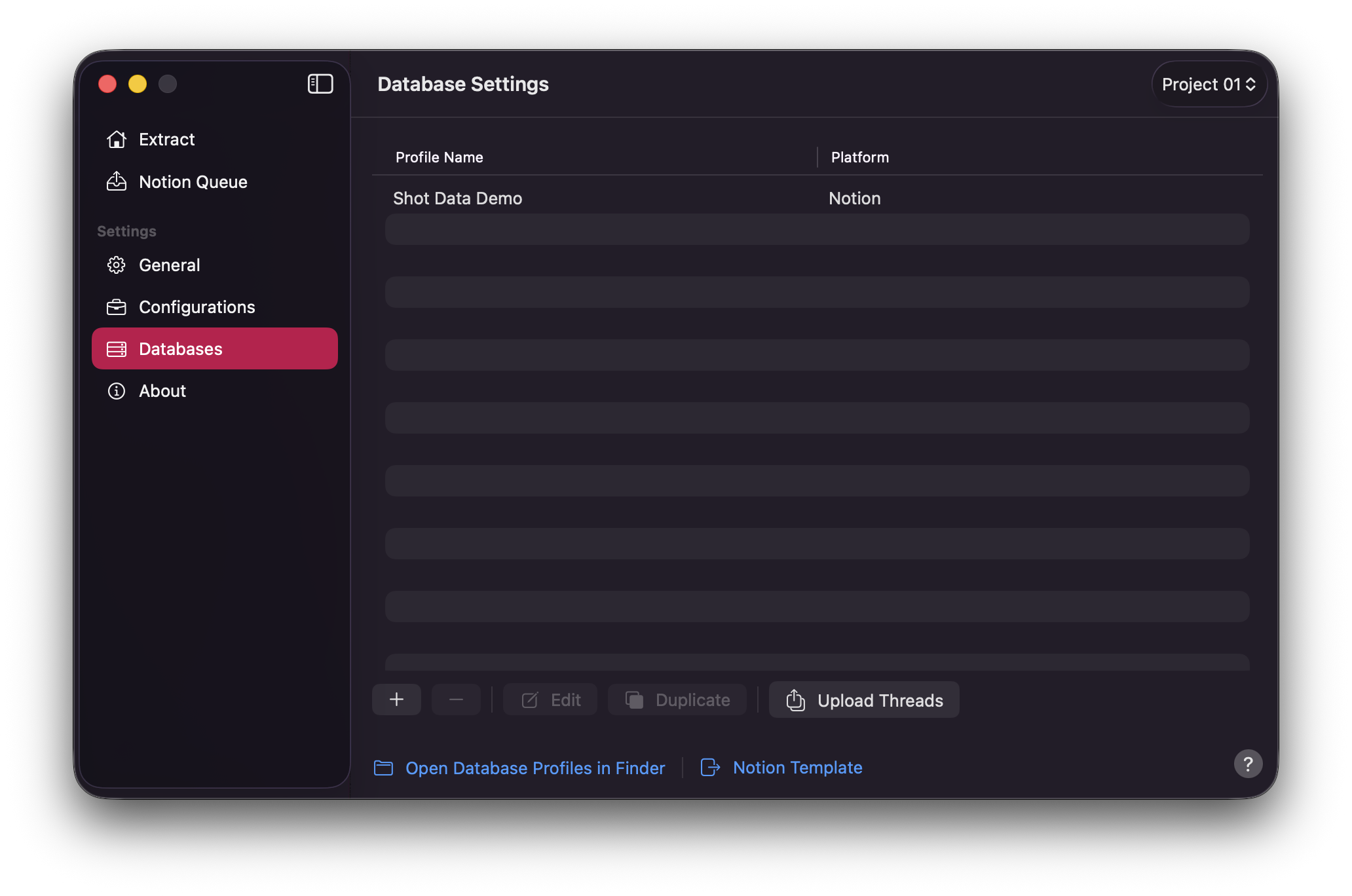 Database Settings